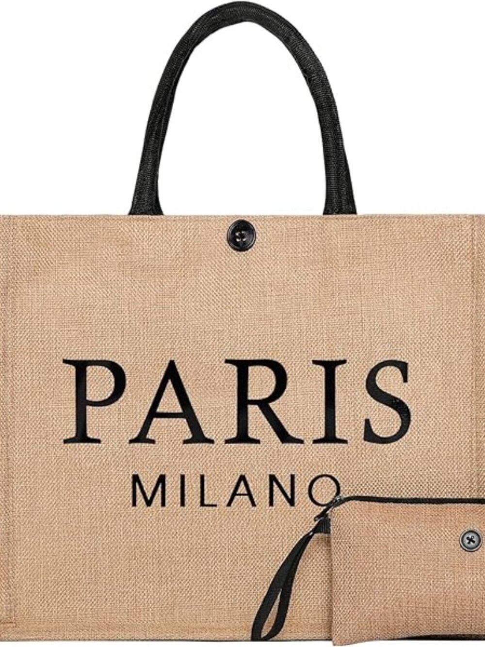 Large Paris Milano Beach Bag Woven Straw Beach Tote Swim Gym Shopping Travel Bag